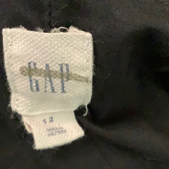 GAP black floral mini dress. Linen and sleeveless. Side pockets. Size 12 - Picture 9 of 10